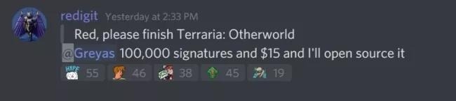 Создатель Terraria пообещал опубликовать исходный код Terraria: Otherworld в обмен на 100 тысяч подписей и 15 баксов Создатель Terraria пообещал опубликовать исходный код Terraria: Otherworld в обмен на 100 тысяч подписей и 15 баксов