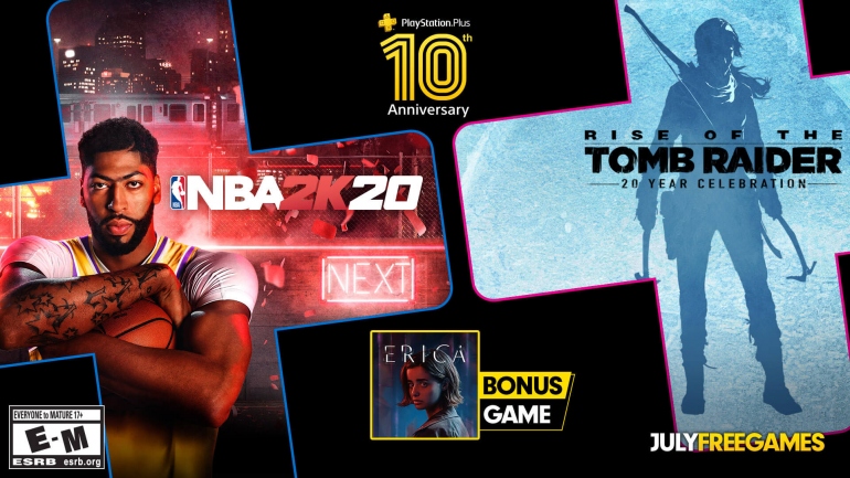 Июльский Playstation Plus – 10 лет сервису, NBA 2K20, Rise of the Tomb Raider и Erica Июльский Playstation Plus – 10 лет сервису, NBA 2K20, Rise of the Tomb Raider и Erica