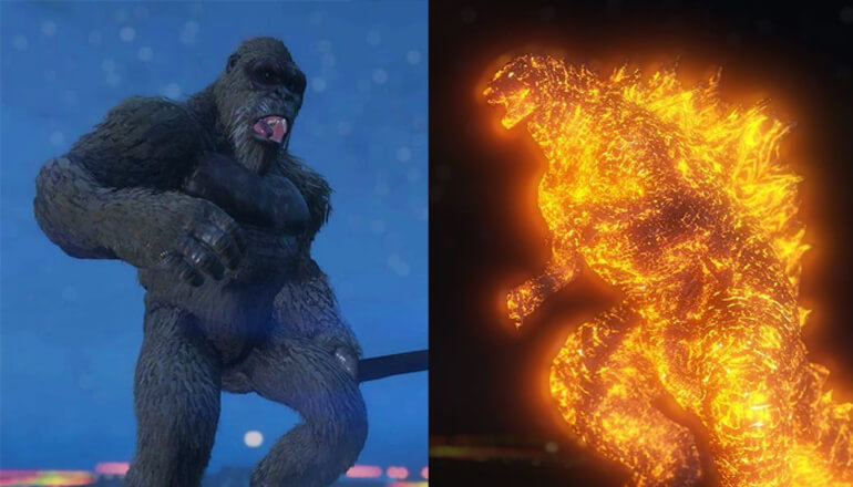 Годзилла, Кинг-Конг и Мехагодзилла сразились в GTA 5 Годзилла, Кинг-Конг и Мехагодзилла сразились в GTA 5