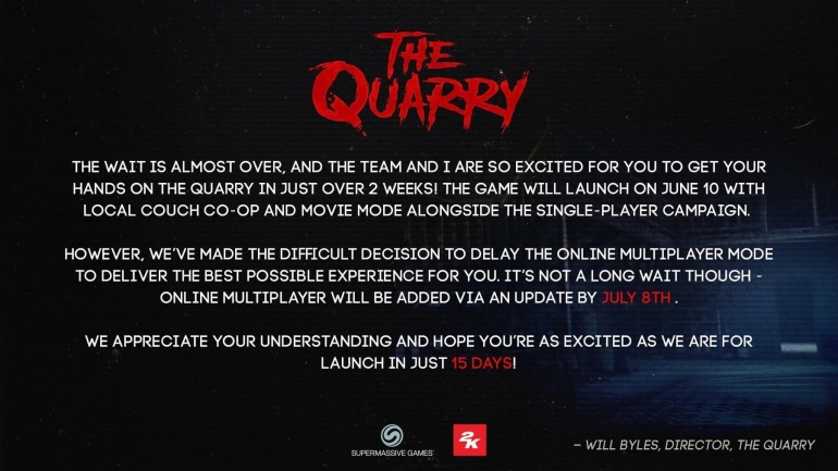 Кооперативный ужастик The Quarry выйдет без кооператива Кооперативный ужастик The Quarry выйдет без кооператива
