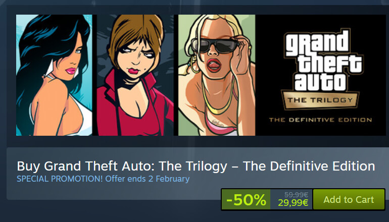GTA: The Trilogy вышла в Steam – сразу со скидкой в 50%. Но все равно слишком дорого GTA: The Trilogy вышла в Steam – сразу со скидкой в 50%. Но все равно слишком дорого