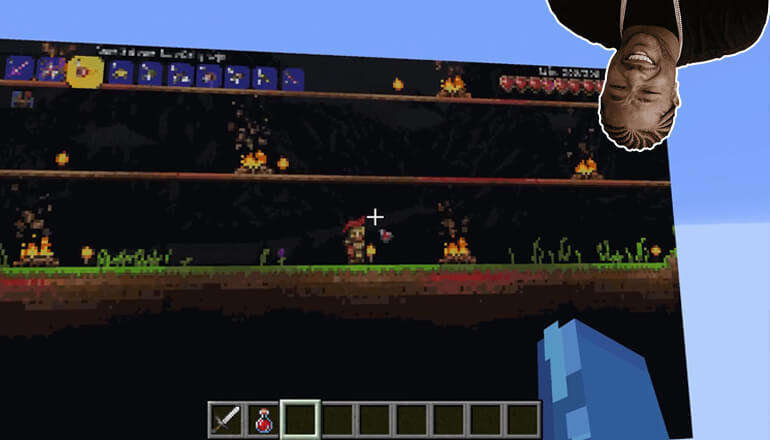Terraria запустили в Minecraft и сразились с Глазом Ктулху Terraria запустили в Minecraft и сразились с Глазом Ктулху