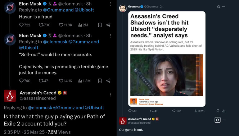 Ubisoft поставила на место хейтеров Assassin’s Creed Shadows. Среди униженных оказались Илон Маск, Марк Керн и американские праваки Ubisoft поставила на место хейтеров Assassin’s Creed Shadows. Среди униженных оказались Илон Маск, Марк Керн и американские праваки