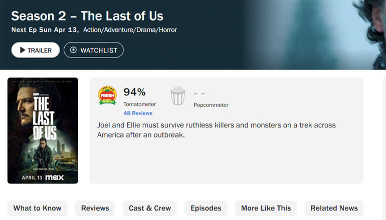 Критики горячо одобрили второй сезон The Last of Us Критики горячо одобрили второй сезон The Last of Us