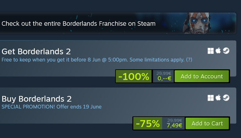 Халява в Steam: Gearbox раздает Borderlands 2 Халява в Steam: Gearbox раздает Borderlands 2