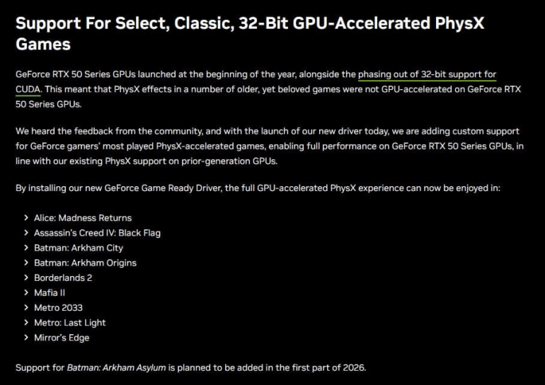 Nvidia     PhysX    RTX 50