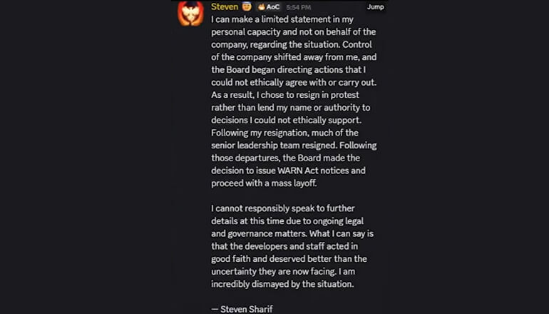 Создатель Ashes of Creation ушел в отставку из-за конфликта с директорами. Игра оказалось финансовой пирамидой Создатель Ashes of Creation ушел в отставку из-за конфликта с директорами. Игра оказалось финансовой пирамидой